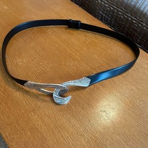 Chico’s black leather belt size medium-large